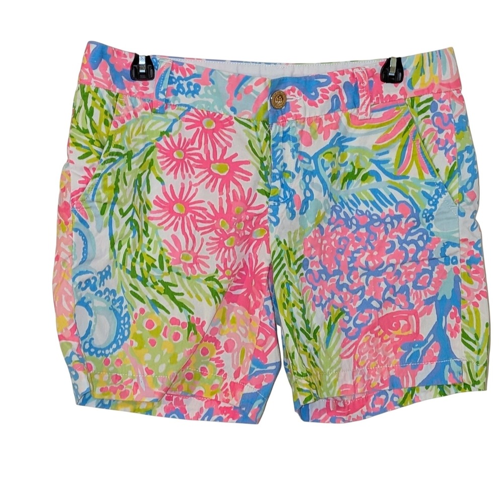 Lilly Pulitzer The Jayne Short Womens 4 Multi Color Floral Cotton 5 Inch Inseam